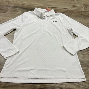 Nike Tour Dri-FIT ADV Long Sleeve White Golf Polo Women’s Large FD5432-100 $90
